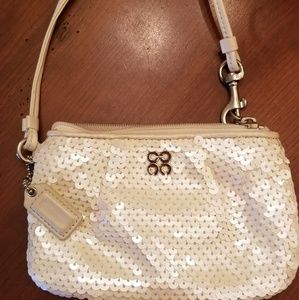 Coach sequin  wristlet purse